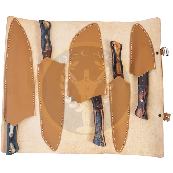 COPY - Damascus Steel Chef Knife (Set of 5) | Hand Forged Kitchen Knife Set - Picture 4 of 6